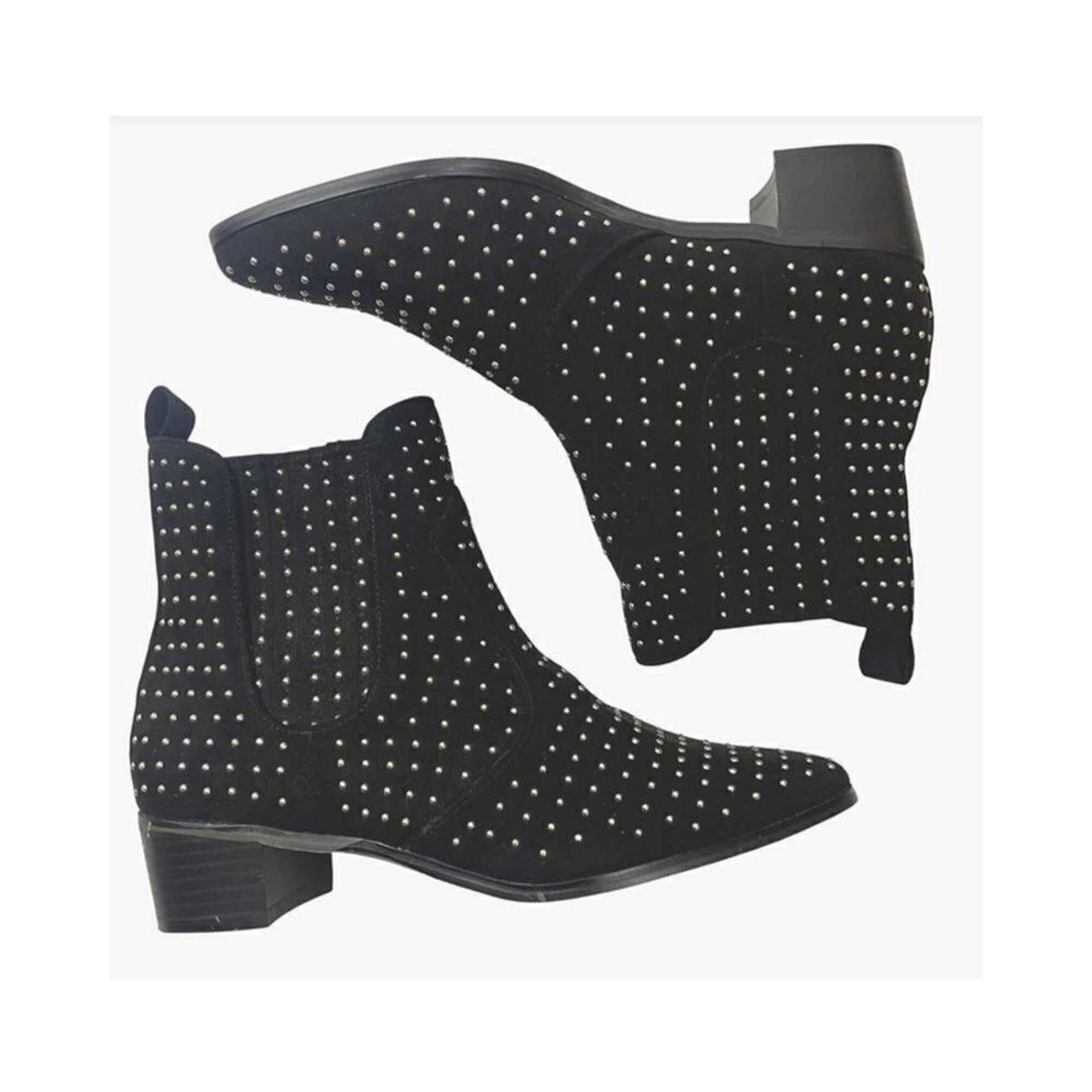 BCBG Gold Studded Faux Suede Ankle Bootie Size 9